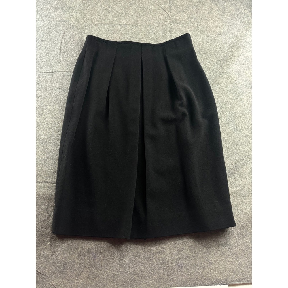 Carlisle Black Wool Pleated Front Pencil Skirt Women 10 Quiet Luxury Capsule VTG